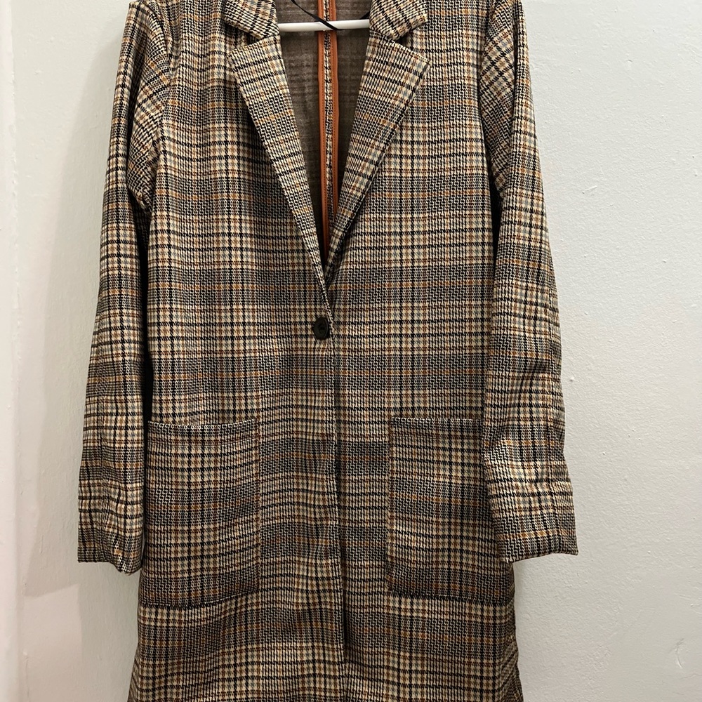 Philosophy Brown Plaid Blazer